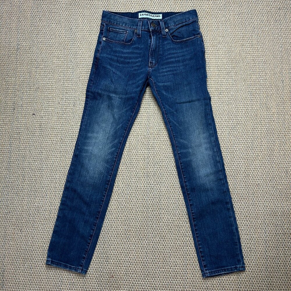 Express Rocco Slim Fit Skinny Leg Jeans - Dark Wash Blue